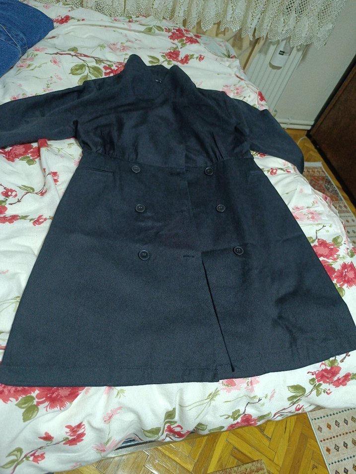 siyah Uzun Pamuklu ceket - Görsel 2