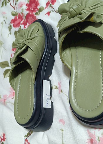 Fırfırlı Yeşil Platform Terlik - Görsel 5