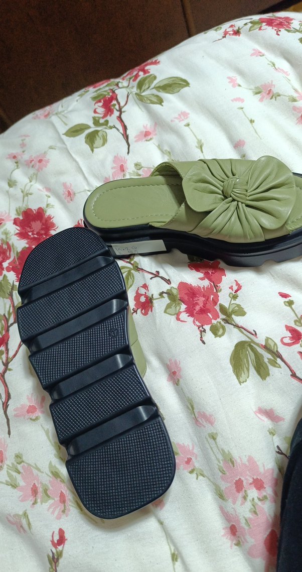 Fırfırlı Yeşil Platform Terlik - Görsel 2