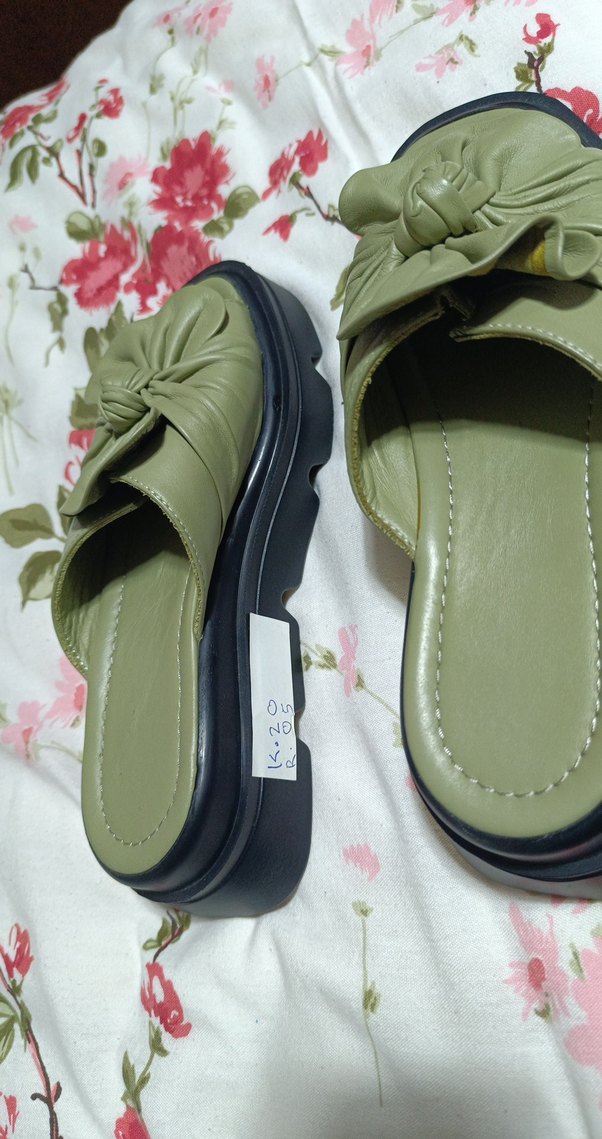 Fırfırlı Yeşil Platform Terlik - Görsel 5