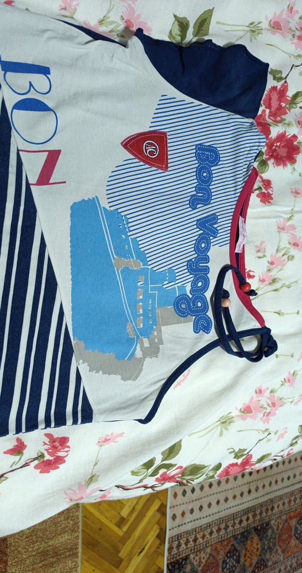 Renkli Baskılı Mavi  Tişört. - Görsel 4