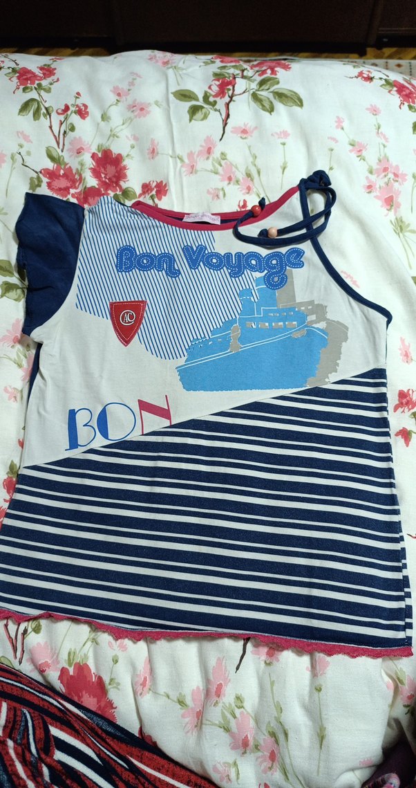 Renkli Baskılı Mavi  Tişört. - Görsel 2