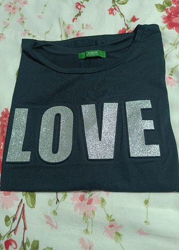 Siyah Kadın Mini Sweatshirt Parlak LOVE Baskılı - Görsel 3