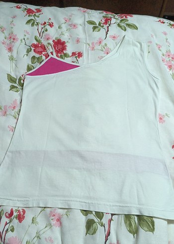 Pamuklu Baskılı beyaz Tişört - Görsel 5