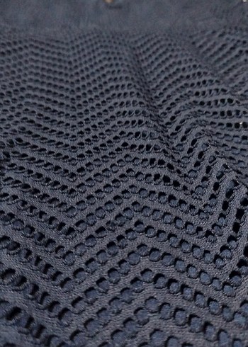 Dantel Detaylı Lacivert Midi Triko Elbise M beden - Görsel 2