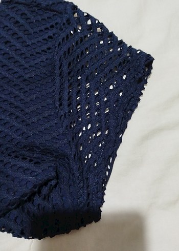 Dantel Detaylı Lacivert Midi Triko Elbise M beden - Görsel 8