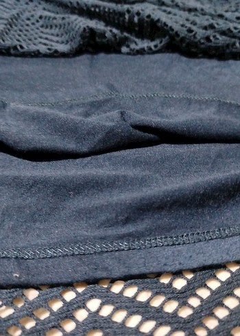 Dantel Detaylı Lacivert Midi Triko Elbise M beden - Görsel 3