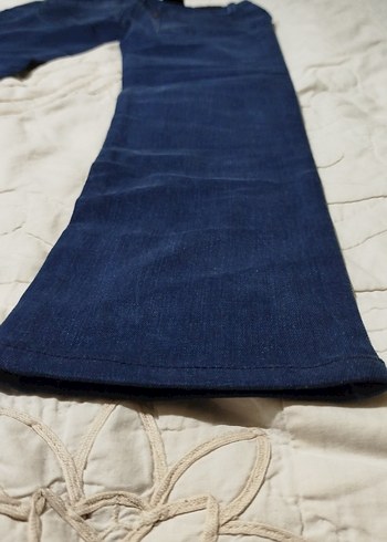 Kadın Lacivert Kemerli Normal Kesim Kot Pantolon - Görsel 11