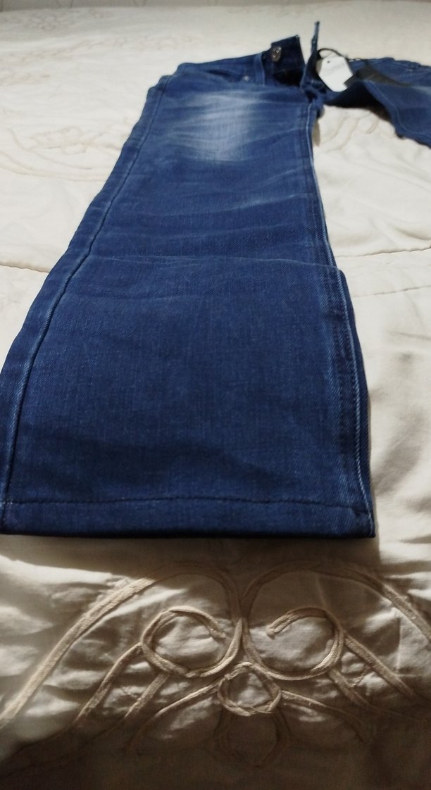 Kadın Lacivert Kemerli Normal Kesim Kot Pantolon - Görsel 2