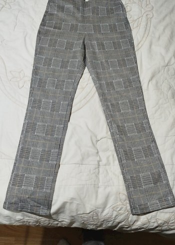 H&M S BEDEN Gri Regular Fit Kadın Kumaş Pantolon - Görsel 7