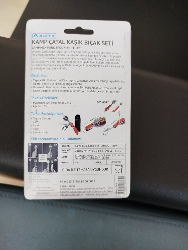 orcamp Mavi Kamp Çatal Kaşık Bıçak Seti - Görsel 4