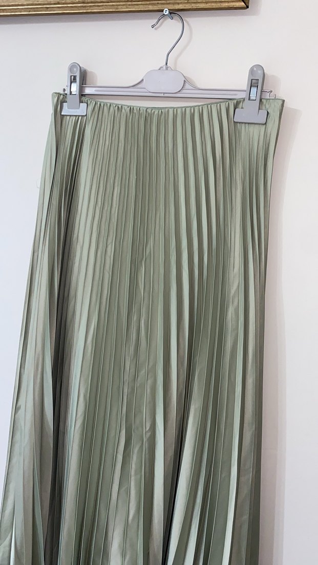 Kadın Piliseli Uzun mint yeşili etek - Görsel 2