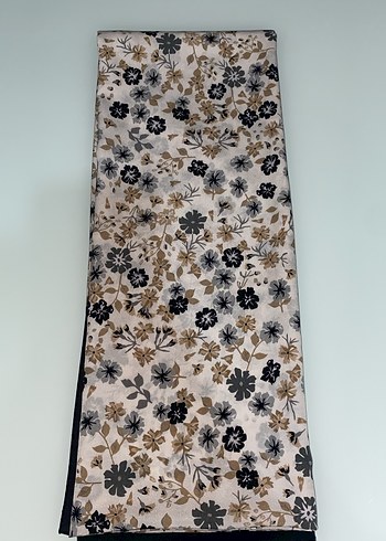 Bej Gri Çiçek Desenli Kadın şal - Görsel 2