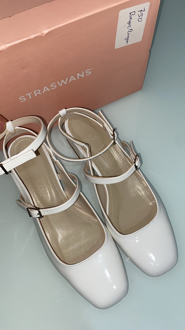 Beyaz Tokalı Stiletto Topuklu Kadın Babet - Görsel 3