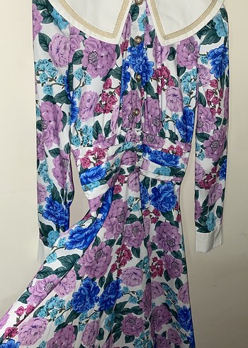 Çiçek Desenli Uzun Vintage Elbise - Görsel 4