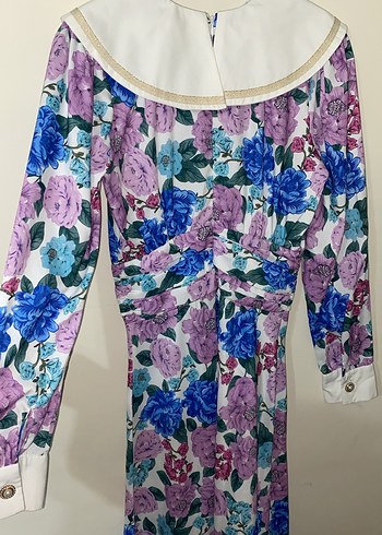 Çiçek Desenli Uzun Vintage Elbise - Görsel 3