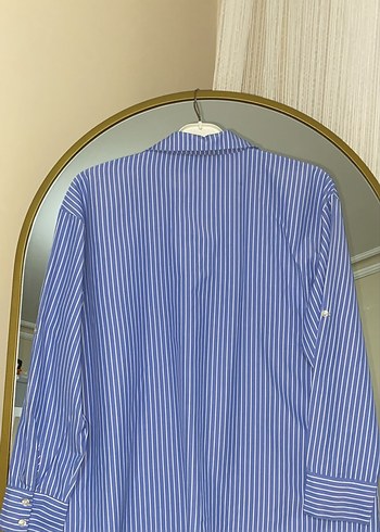 Mavi Çizgili Kadın Gömlek - Görsel 3