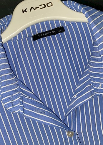 Mavi Çizgili Kadın Gömlek - Görsel 2