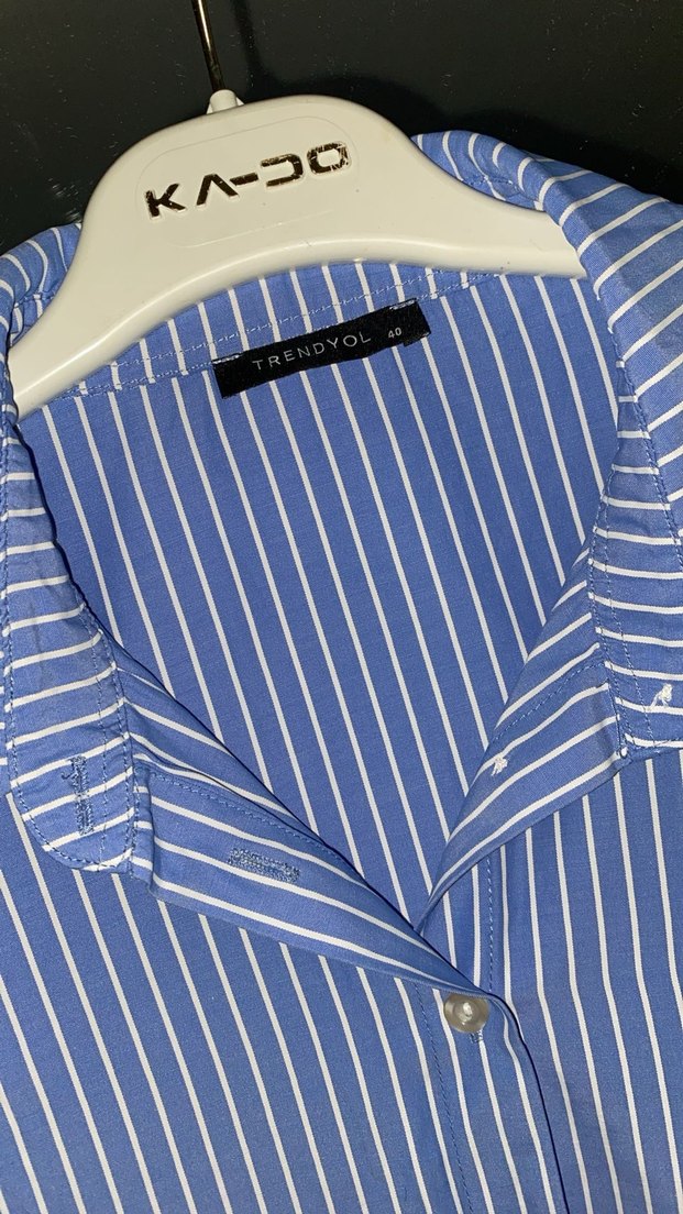 Mavi Çizgili Kadın Gömlek - Görsel 2