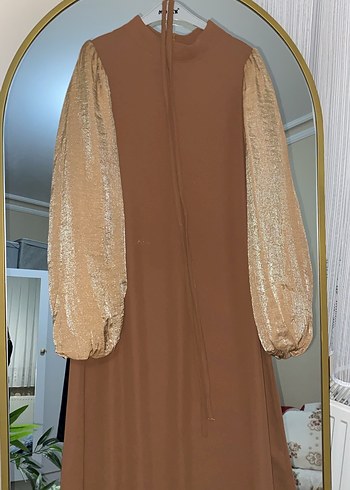 Bej Uzun Kollu Salaş Bohem Elbise - Görsel 4