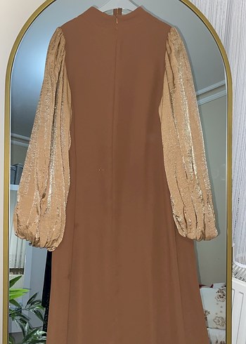 Bej Uzun Kollu Salaş Bohem Elbise - Görsel 3