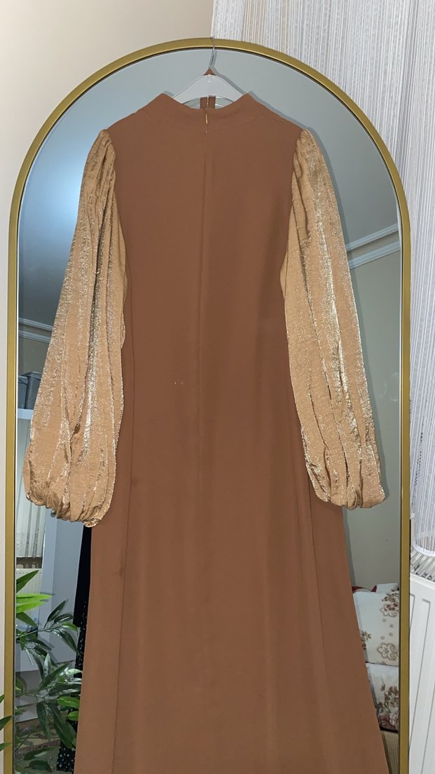 Bej Uzun Kollu Salaş Bohem Elbise - Görsel 3