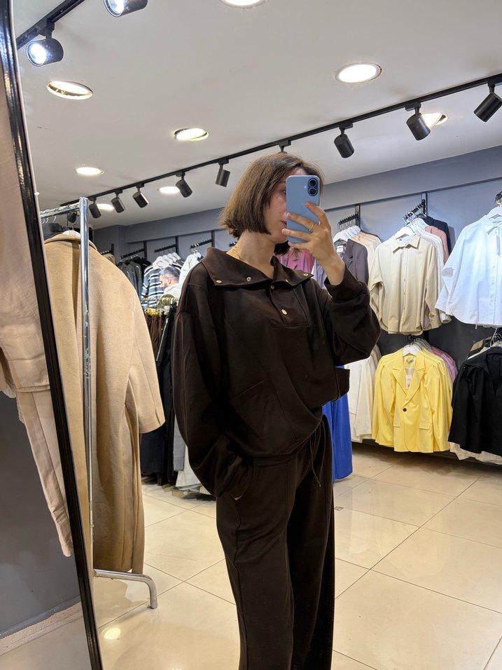 Kadın Kahverengi Rahat Kesim Eşofman Takımı - Görsel 2