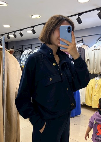 Kadın Siyah Modal Kumaş Düğmeli Salaş Takım - Görsel 3