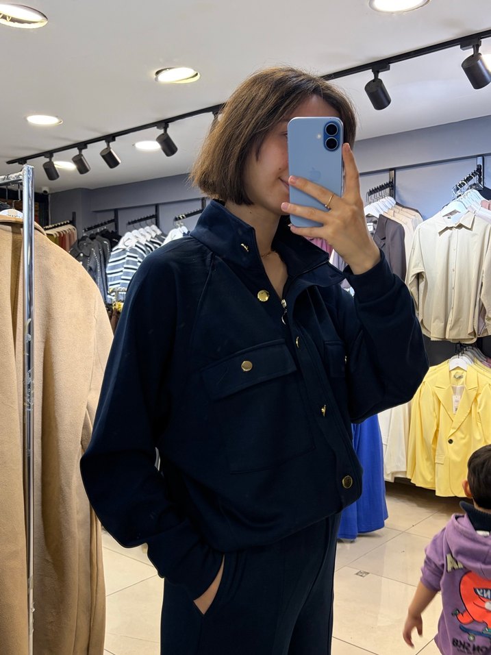 Kadın Siyah Modal Kumaş Düğmeli Salaş Takım - Görsel 3