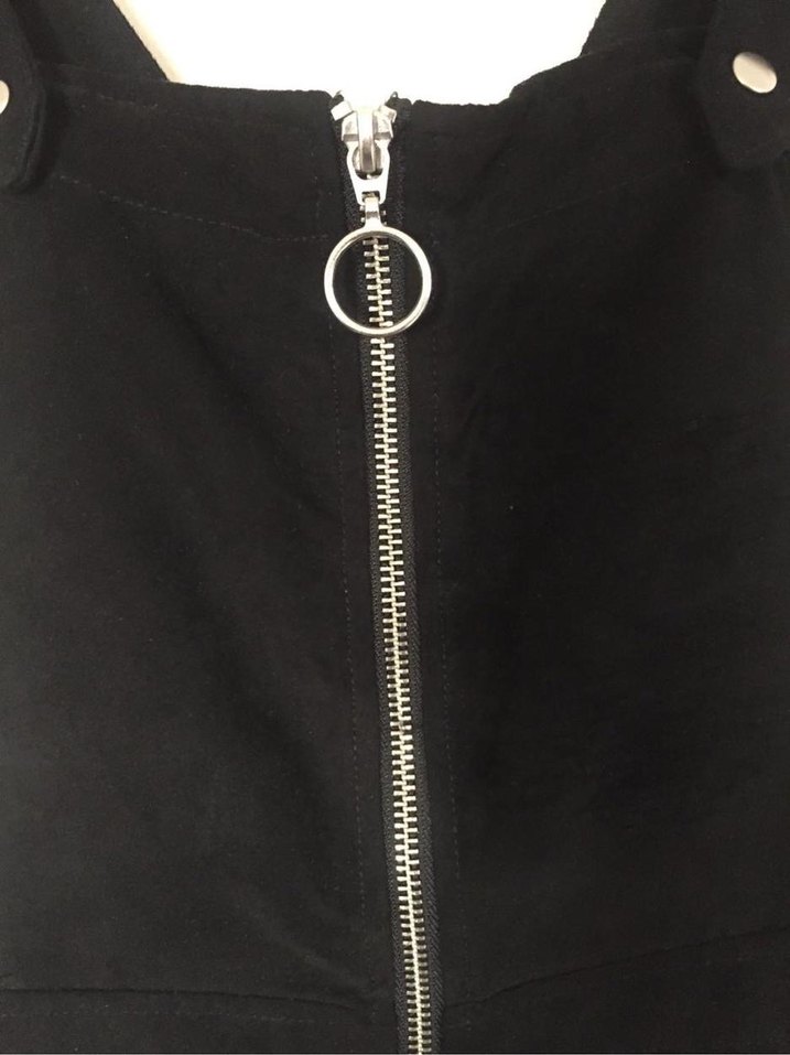 H&M Siyah Süet Kısa Salopet Elbise - Görsel 4