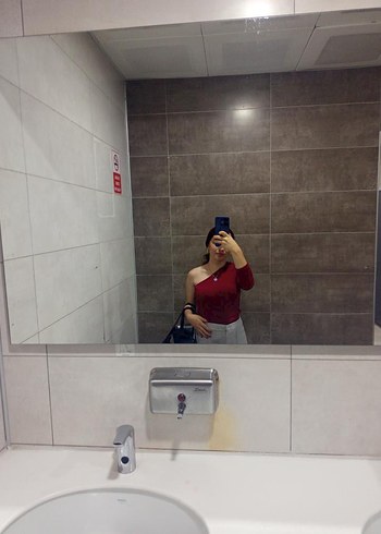 Bordo Kadın tek omuz bluz - Görsel 3