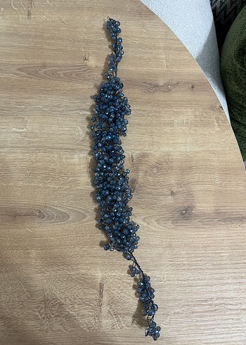 Boncuklu Mavi Örgü Bohem Saç Aksesuarı - Görsel 3