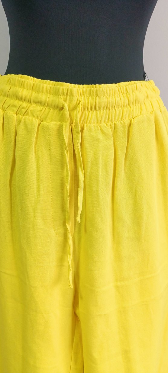 Sarı Keten Kadın Pantolon. - Görsel 2