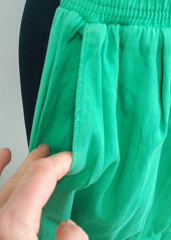 YEŞİL KETEN KADİN PANTALON - Görsel 3