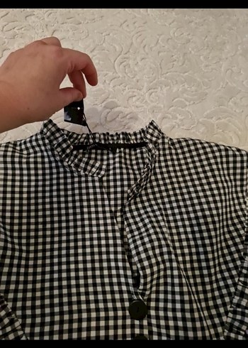 Siyah Gri Kareli Kısa Kollu Elbise - Görsel 3