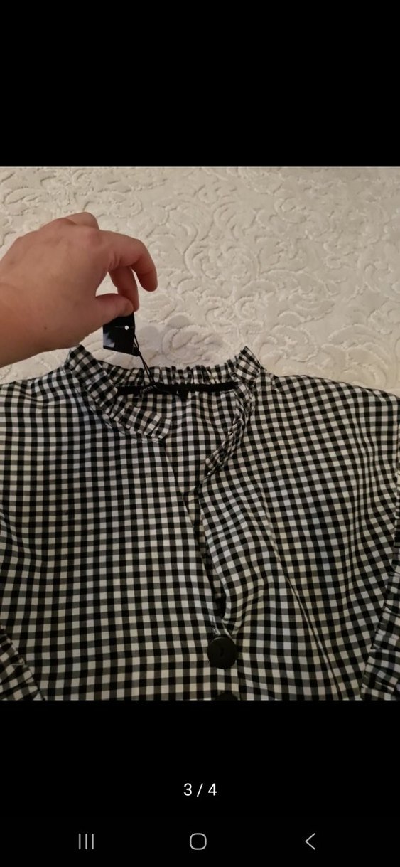 Siyah Gri Kareli Kısa Kollu Elbise - Görsel 3