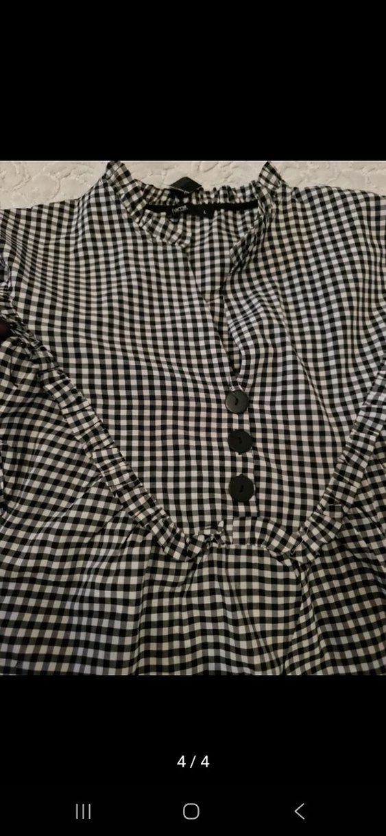 Siyah Gri Kareli Kısa Kollu Elbise - Görsel 4