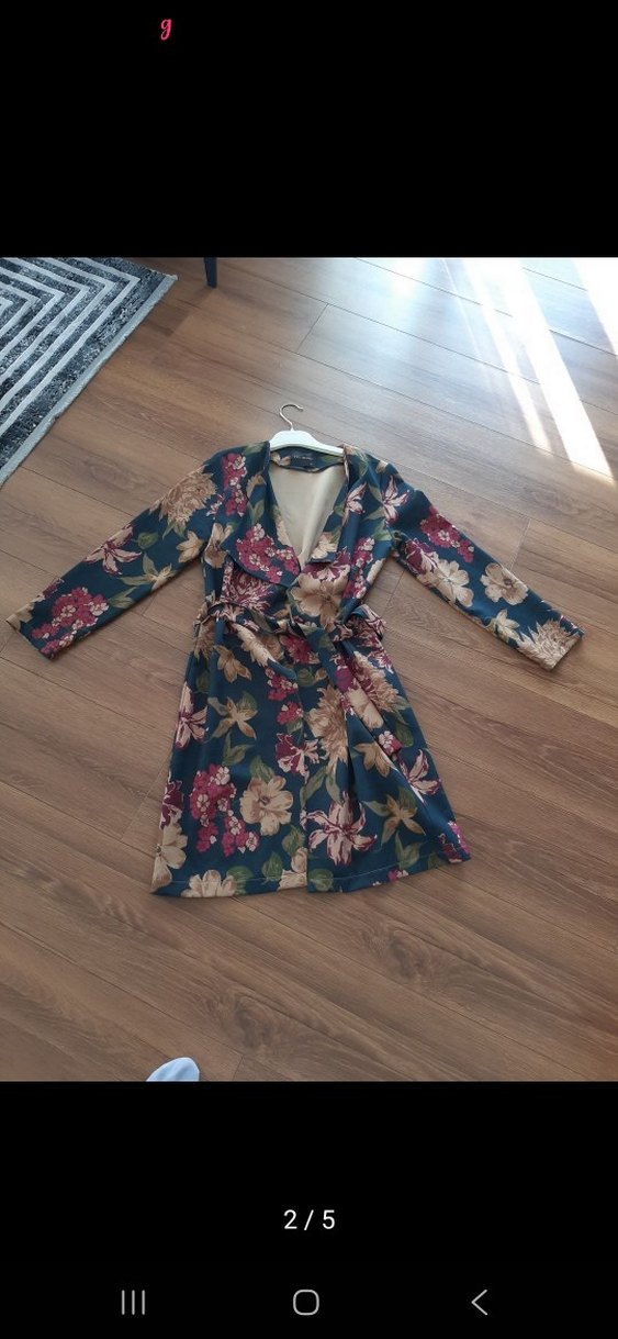 Çiçek Desenli Uzun Bohem Kadın ceket - Görsel 2