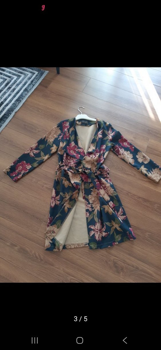 Çiçek Desenli Uzun Bohem Kadın ceket - Görsel 3