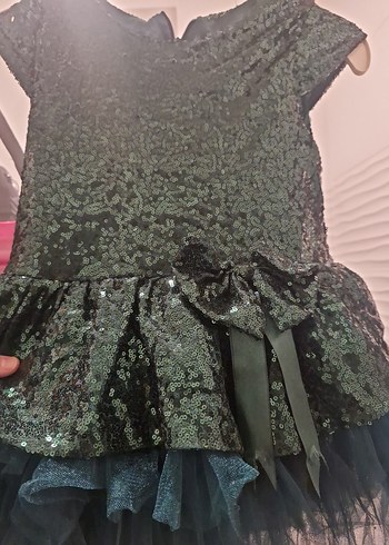 Yeşil Pul Detaylı Kız Çocuk Abiye Elbise 3 yas - Görsel 5