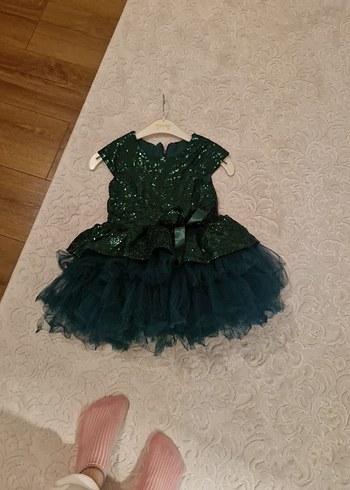 Yeşil Pul Detaylı Kız Çocuk Abiye Elbise 3 yas - Görsel 6