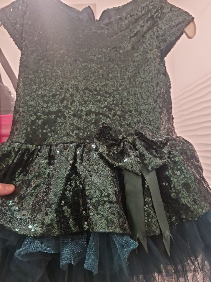 Yeşil Pul Detaylı Kız Çocuk Abiye Elbise 3 yas - Görsel 5