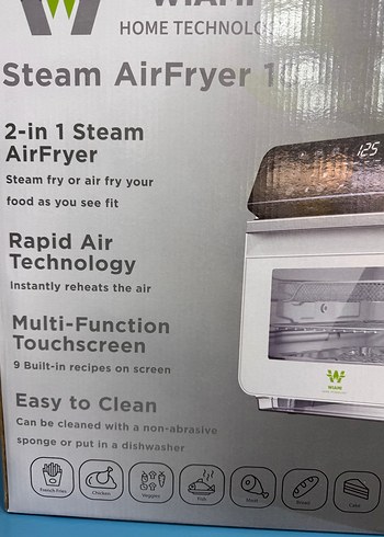 Beyaz Gri 2'si 1 Arada Buharlı AirFryer Dokunmatik - Görsel 2