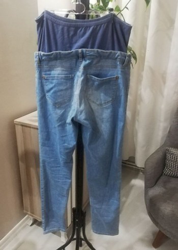 LCW Mavi Hamile Kot Pantolon, Bel Detaylı, Rahat Kesim - Görsel 3