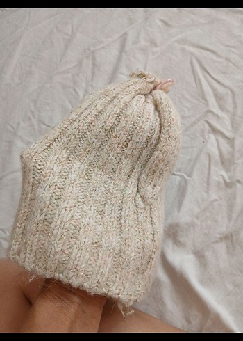 Beyaz Örgü Bohem kız bebek çocuk Bere şapka - Görsel 6