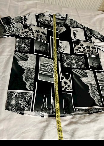 Siyah Baskılı Kısa Kollu Erkek Gömlek - Görsel 6