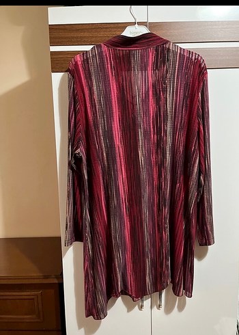 Bordo Piliseli V Yaka Bohem Tunik - Görsel 6