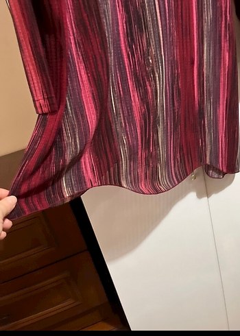 Bordo Piliseli V Yaka Bohem Tunik - Görsel 4