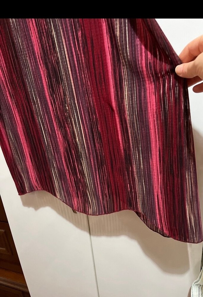 Bordo Piliseli V Yaka Bohem Tunik - Görsel 5