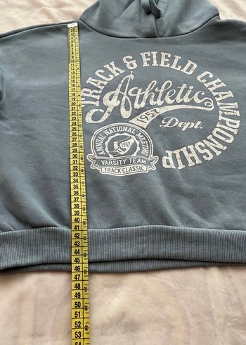 Mavi Kapüşonlu Uzun Kollu Baskılı Sweatshirt - Görsel 3